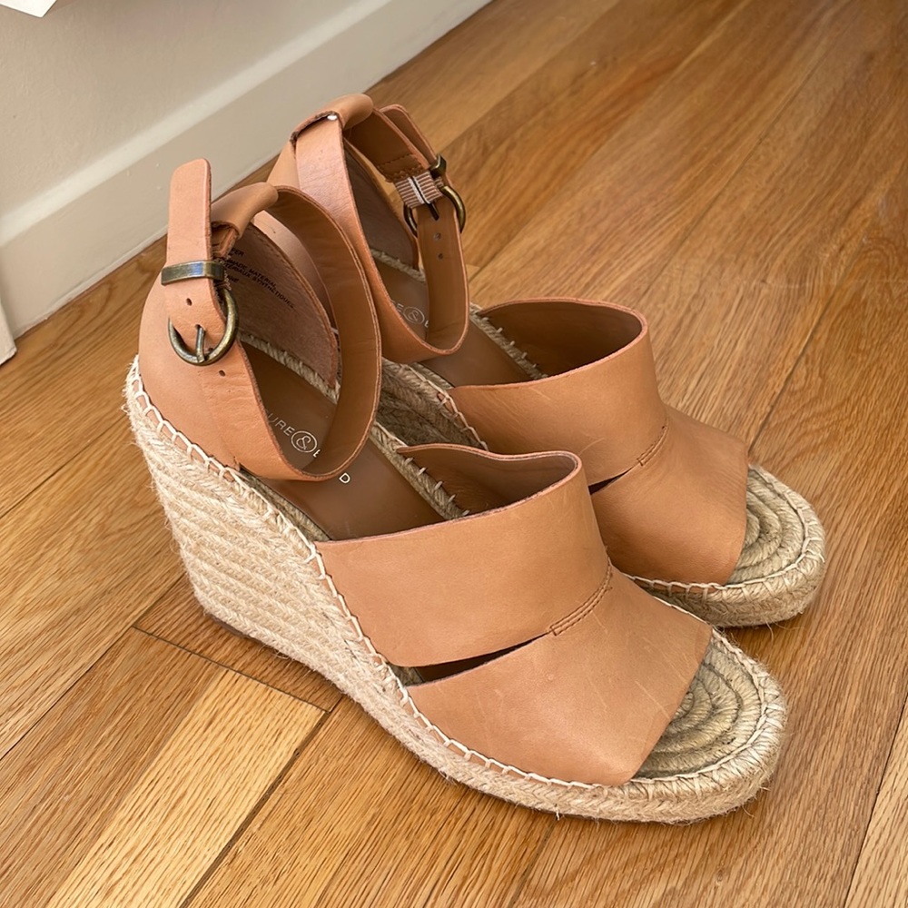 Brown Leather Wedge Sandal